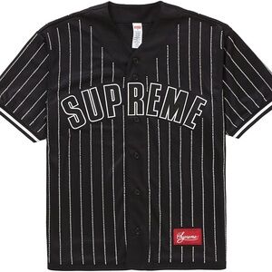 Supreme Rhinestone Stripe Baseball Jersey